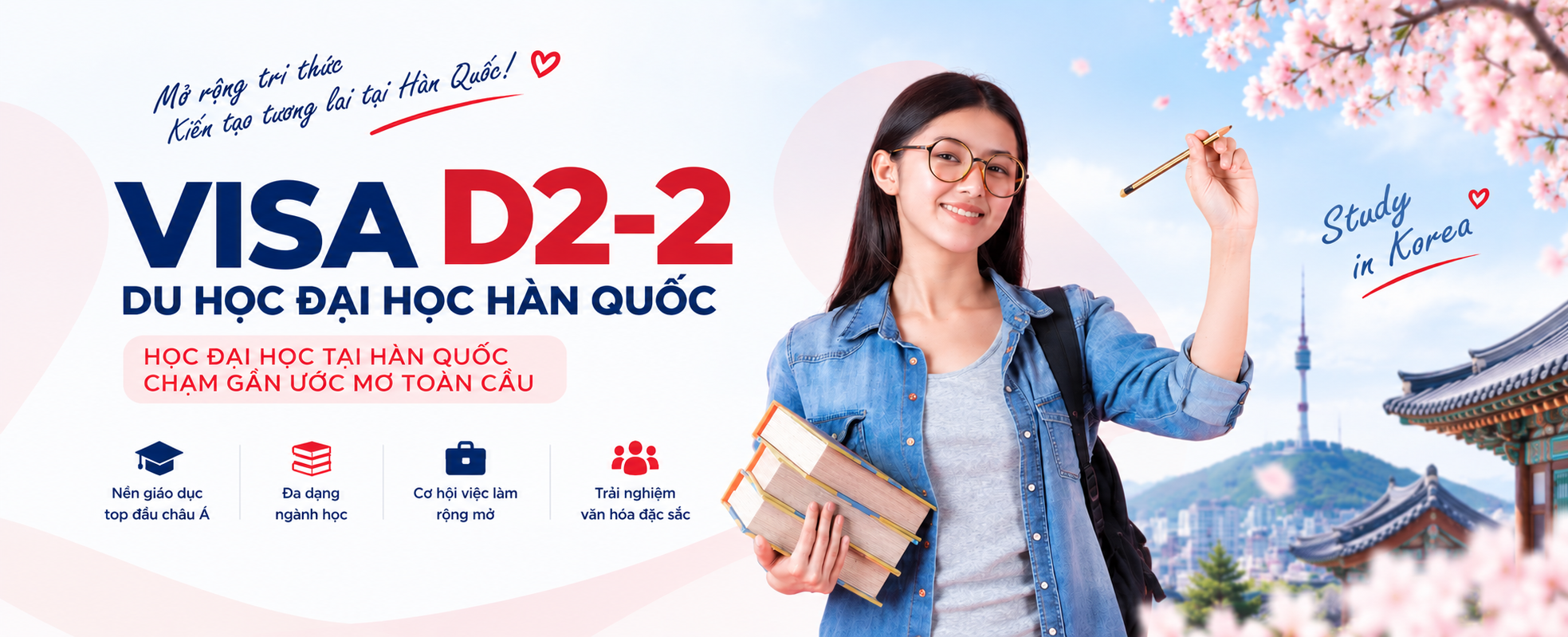 Visa D2-2 — Du học đại học Hàn Quốc — Học đại học tại Hàn Quốc — Chạm gần ước mơ toàn cầu